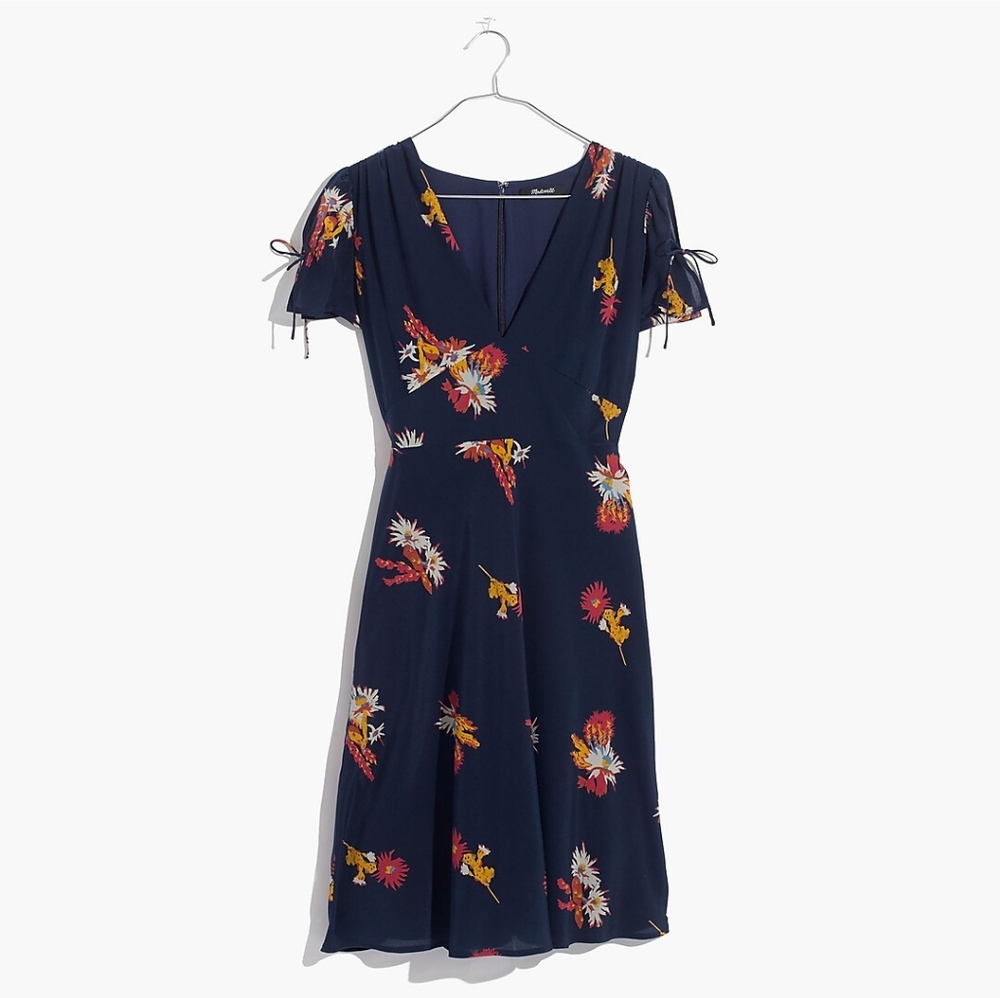 Silk Poppy Mini Dress in Cactus Flower / Floral